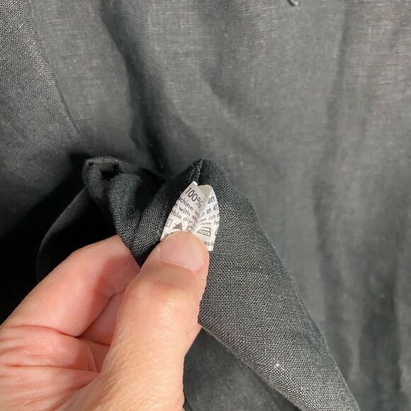 Eskandar charcoal linen lagenlook wide sleeve trapeze tunic top oversized size 1 - Picture 8 of 10